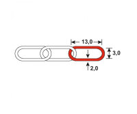 1m Panzerkette Kette 13,0x3,0x2,0mm Stahl vermessingt max...