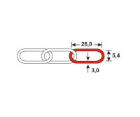 1m C-Gliederkette Kette 26x5,4x3mm Stahl verzinkt max 40kg