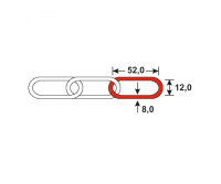 1m C-Gliederkette Kette 52x12x8mm Stahl verzinkt max 320kg