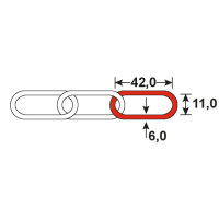 1m C-Gliederkette Kette 42x11x6mm Stahl verzinkt schwarz...
