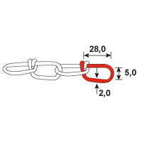 1m Knotenkette Kette 28x5x2mm Edelstahl A2 max 40kg