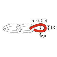 1m Panzerkette Kette 11,2x3,0x2mm Stahl schwarz max 8kg