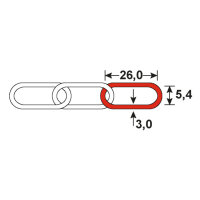1m C-Gliederkette Kette 26x5,4x3mm Stahl verzinkt max 40kg