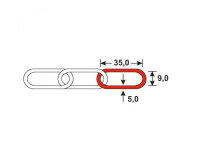 1m C-Gliederkette Kette 35x9x5mm Stahl feuerverzinkt max...