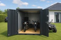 2m Lagercontainer anthrazit RAL 7021 mit Doppeltür...