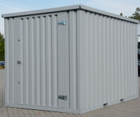 4m Gartencontainer RAL 7040 Fenstergrau mit Einflügeltür & Doppelverriegelung voll verzinkt 3,88x2,14x2,09