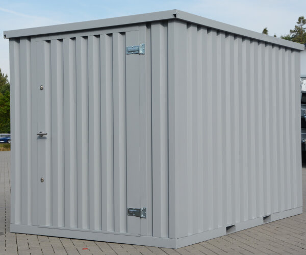 5m Gartencontainer RAL 7040 Fenstergrau mit Einflügeltür & Doppelverriegelung voll verzinkt 4,88x2,14x2,09