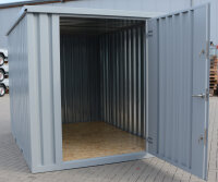 5m Gartencontainer RAL 7040 Fenstergrau mit Einflügeltür & Doppelverriegelung voll verzinkt 4,88x2,14x2,09
