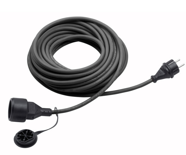 Schutzkontakt 25m Verlängerung Kabel mit Deckel Verlängerungskabel IP44 schwarz 16A