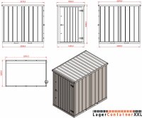 1,5m x 2m Container mit Einflügeltür auf der kurzen Seite