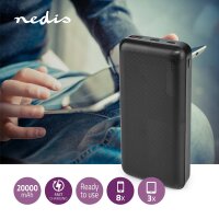 Powerbank 20000 mAh schwarz für 2 Geräte Smartphones Zusatzakku Ladegerät