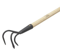 Grubber Kralle Haken mit 3 Zinken schwarz und Holzstiel...