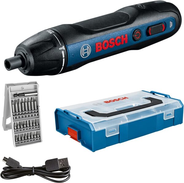 Bosch Professional Akkuschrauber Bosch GO inkl. Bit-Set, USB Ladekabel 25-tlg.