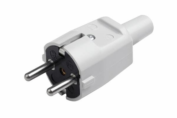 Stecker Grau Schutzkontakt-Stecker mit Kabeleinführung Innenbereich PVC