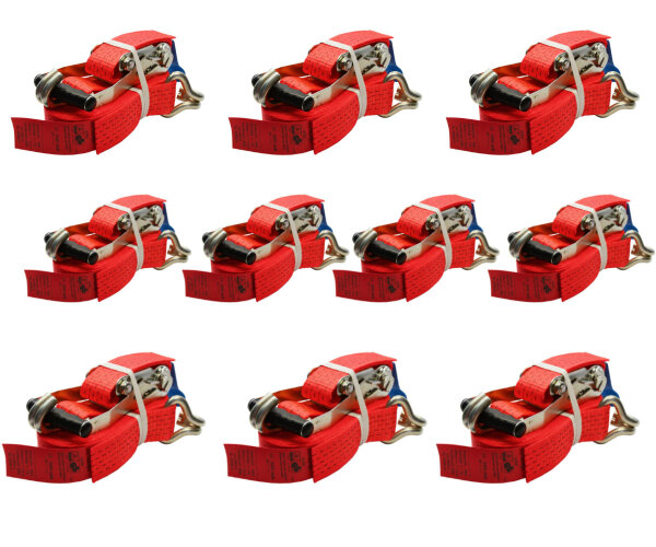 10x Spanngurte 2-teilig 50mm 8m mit Druckratsche 2500daN Zurrgurt