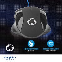 Gaming Mouse Maus 6 Tasten bis 7200dpi Kabelgebunden 1,5m PC Computer