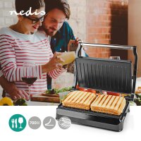 Kontaktgrill Grill Tischgrill Panini 700W Aluminium/Kunststoff 23x14,5cm
