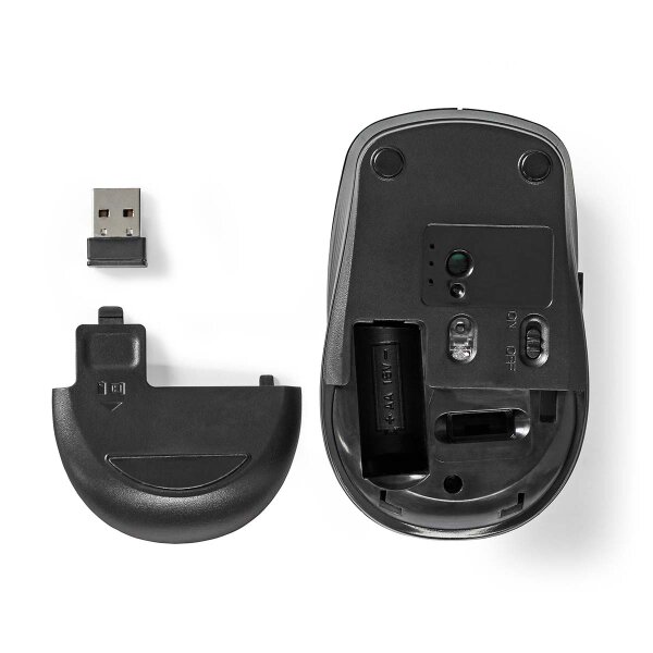 Mouse Maus kabellos Funkmaus 1600dpi Rechtshändig USB-Dongle Schwarz optische Maus