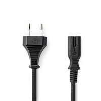 Stromkabel Eurostecker 2-polig Schwarz 2,0m IEC-320-C7...