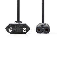 Stromkabel Eurostecker 2-polig Schwarz 2,0m IEC-320-C7...