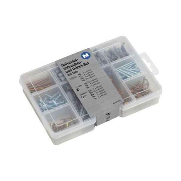 233-tlg. Schraubenset Universal Schrauben- & Dübelsortimentskasten Fächer Set