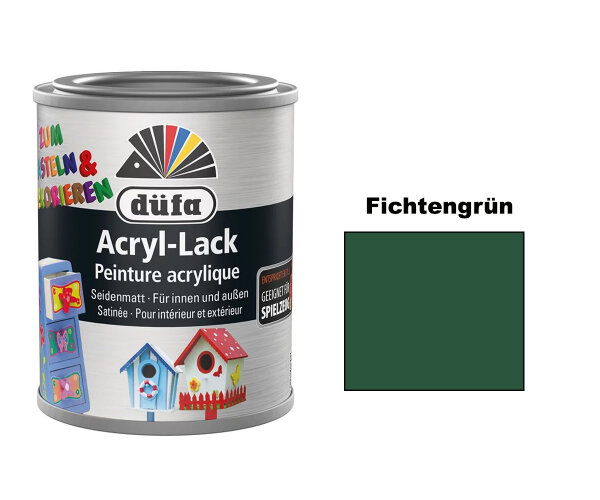 düfa Acryl-Bastellack Dekolack seidenmatt Fichtengrün Innen Außen 125ml Dose