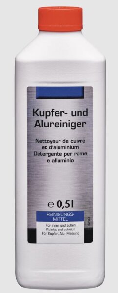 Kupfer- und Alureiniger Reinigung Vorbehandlung Kupfer Messing Alu Farblos 0,5L Flasche