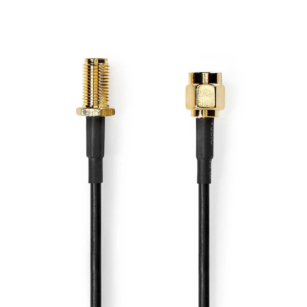 Antennenkabel SMA Kabel SMA-Stecker auf SMA-Buchse vergoldet 2,0m Schwarz