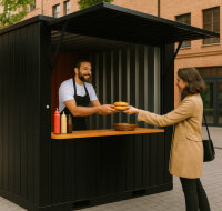 2m XXL Kiosk Container RAL 9005 Schwarz mit großer...