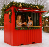 2m XXL Kiosk Container RAL 3020 Rot mit großer...