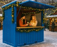 2m XXL Kiosk Container RAL 5010 Blau mit großer...