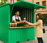 2m XXL Kiosk Container RAL 6024 Grün mit...