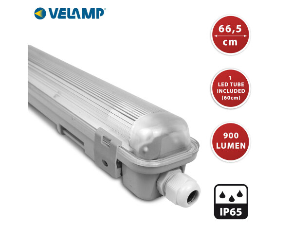 Deckenleuchte IP65 mit 1 x 60 cm LED-Röhre. 9 W, 4000 K