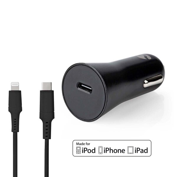 Auto Ladegerät KFZ Schnellladegerät USB-C auf Lightning für iphone ipad Schwarz 20W