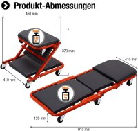 Werkstatthocker Montageliege Rollliege Montagerollbrett 2-in-1 360° Drehfunktion 150kg