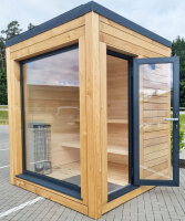 Sauna aus Lärche und Linde mit 9 kW Saunaofen...