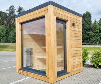 Sauna aus Lärche und Linde mit 9 kW Saunaofen...