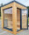 Sauna aus Lärche und Linde mit 9 kW Saunaofen WiFi-Kombisteuerung 220x220cm