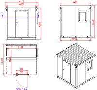 2m Bürocontainer RAL 7016 - Baucontainer mit...