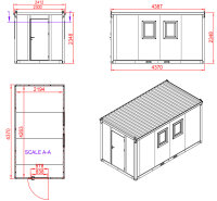 4m Bürocontainer RAL 7016 - Baucontainer mit...