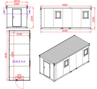5m Bürocontainer RAL 7016 - Baucontainer mit...
