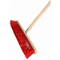 Straßenbesen Besen rote Borsten 60cm mit Holzstiel...