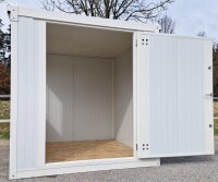2m Isolierter Lagercontainer in RAL 9002 inkl. großer Einflügeltür