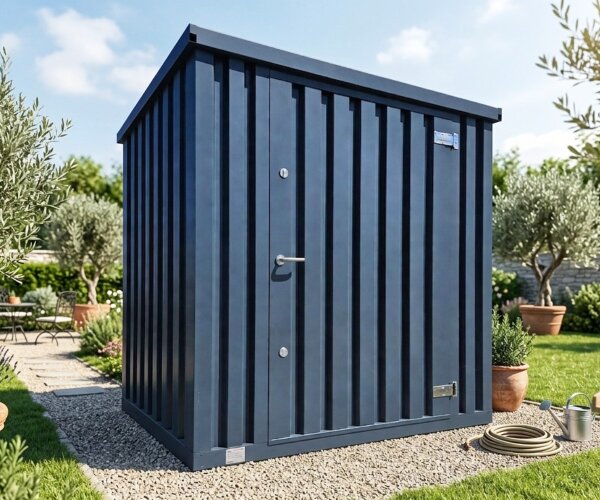 2m BASIC Container Anthrazit RAL 7016 mit Einflügeltür voll verzinkt