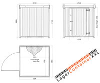 2m Isolierter Lagercontainer in RAL 7016 inkl. großer Einflügeltür