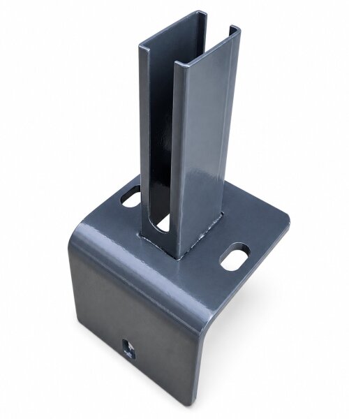 Bodenplatte Winkeladapter 120x120x120mm RAL7016 für Zaunpfosten - kurzer Schaft