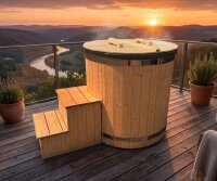 Cold Tub Kaltwasserbecken mit GFK Wanne und Sitzplatz 100cm