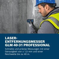 Bosch Professional Laser Entfernungsmesser GLM40-31 mit...