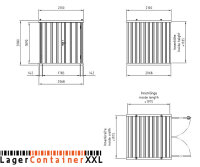 2m Schnellbaucontainer- mit Doppelflügeltür und Kranösen 2100 x 2100 x 2100 mm