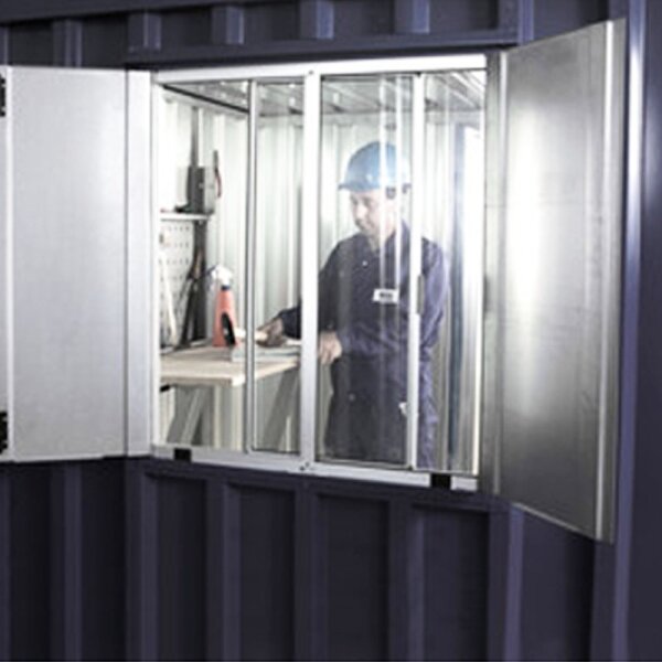 Materialcontainer Fenster 850 x 750 inkl. Montage (Sonderanfertigung)